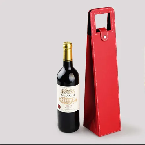 Vista 7 de Bolsa de transporte para vino, bolsa de cuero para botella individual con asas, reutilizable, marrón