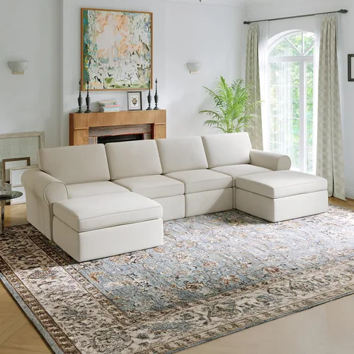 Vista 26 de Novilla Sofá modular de 108 pulgadas, sofás modulares modulares para sala de estar y dormitorio, funda extraíble de chenilla, sofá nube con soporte