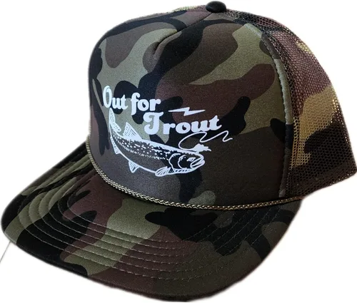 Vista 5 de ThatsRad Out for Trout Camionero Camuflaje Sombrero Visera Cuerda Snapback Camo Pesca Mosca