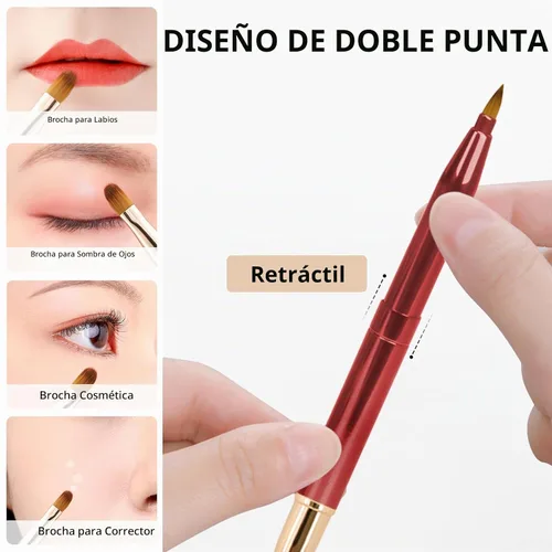 Vista 6 de Unaone [Paquete de 2] Pincel de labios para lápiz labial, pinceles de labios retráctiles, pincel de maquillaje de doble punta para lápiz labial