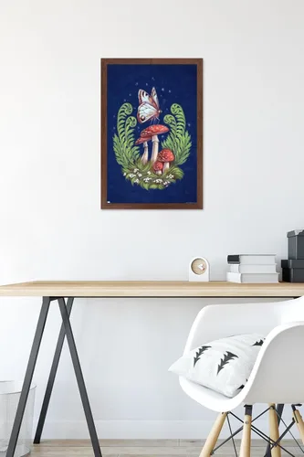 Vista 6 de Trends International Brigid Ashwood - Póster de pared con diseño de mariposas y hongos Versión enmarcada de caoba