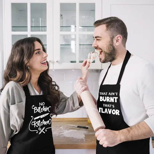 Vista 4 de Delantales divertidos para mujeres, bonitos delantales de cocina para cocinar, hornear, regalos de delantales de cumpleaños, Navidad para mamá
