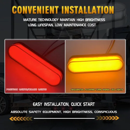 Vista 3 de Kit de actualización de iluminación para camión, señal de cola secuencial 3 en 1, freno/giro con LED superbrillantes con 24 LED rojos y 10
