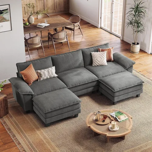 Vista 39 de LINSY HOME Sofá modular Cloud de 90 pulgadas, sofá modular modular de pana, sofá modular modular de pana, sofá biplaza moderno y cómodo, perfecto