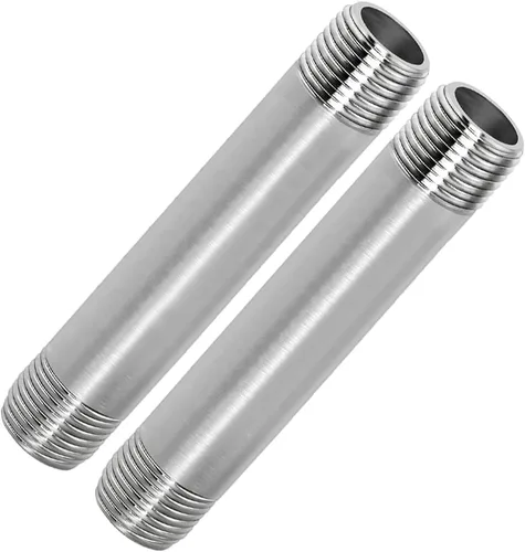 Vista 13 de Accesorio de tubo de acero inoxidable 1/2" NPT macho x 1/2" NPT hembra rosca boquilla tubo fundido de 2" (50mm) de longitud 2 piezas