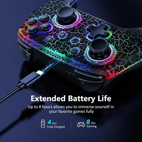 Vista 5 de NexiGo Hall Effect Controller (No Drift, No Deadzone) with Hall Sensing Joystick for SwitchSwitch LiteOLED, Wireless Bluetooth Controller with