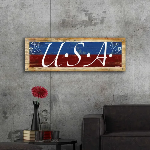 Vista 4 de Epic Art 'USA' de Ed Wargo, arte de pared de vidrio acrílico, 48"x16