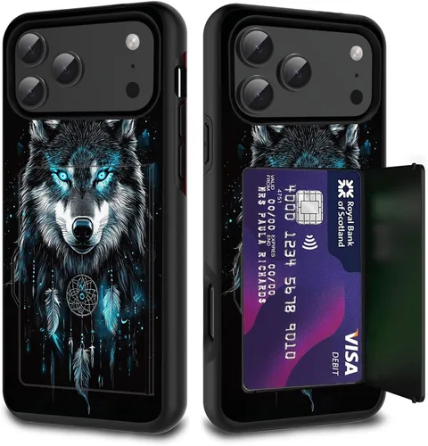 Vista 9 de Funda para tarjetas de crédito, doble capa híbrida a prueba de golpes, protección contra caídas con función atril para iPhone 17 de 6.3 pulgadas