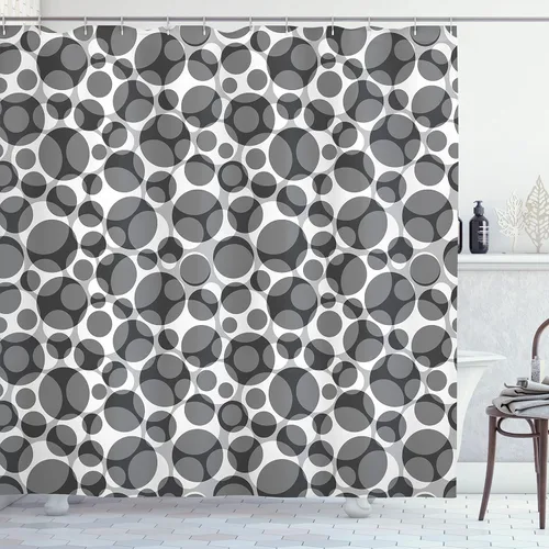 Vista 111 de Ambesonne Decor Collection, juego de cortina con ganchos para regadera Amarillo y marrón