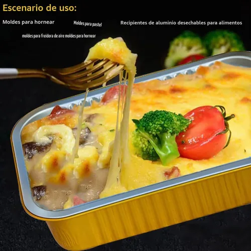Vista 2 de Sartenes de papel de aluminio de SuiXinCook con tapas, 10 unidades, resistentes, 2 libras, sartén pequeña de papel de aluminio de 8.5"×6