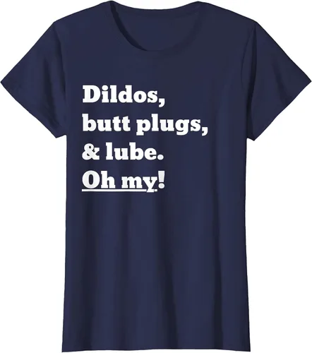 Vista 25 de Consoladores, tapones para los glúteos y lubricante. Camiseta Oh My! Azul bebé