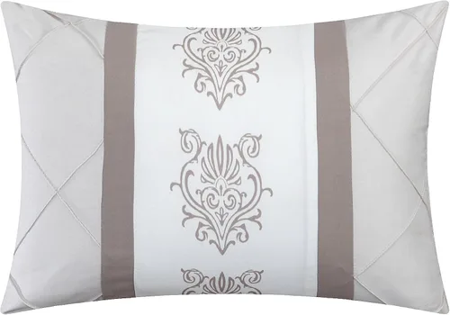 Vista 6 de Juego de ropa de cama de 10 piezas Chic Home con edredón con cierre fruncido, para cama king, todo en una bolsa, Microfibra, Beige, gemelo