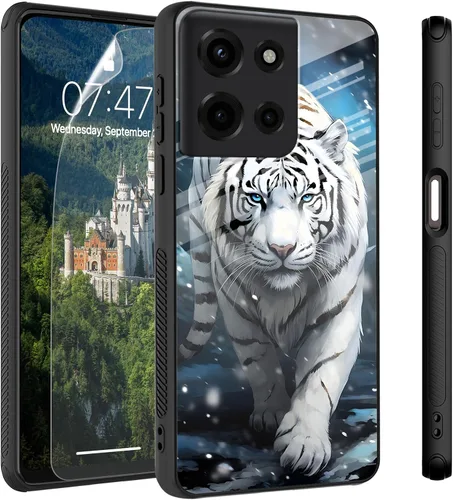 Vista 8 de Funda para Motorola Moto Edge 2022, cubierta trasera de vidrio templado con protector de pantalla, funda protectora a prueba de golpes para Motorola