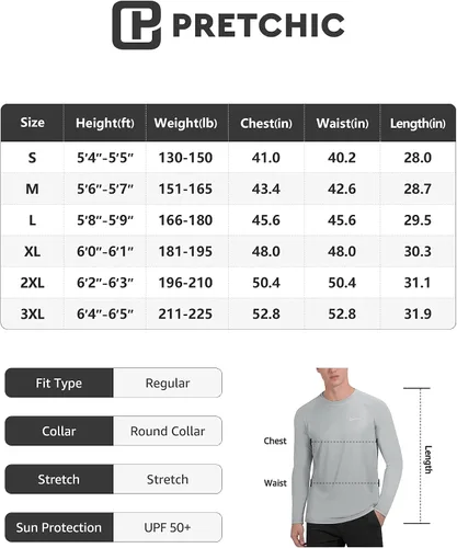 Vista 7 de Camiseta de manga larga Pretchic con protección solar UPF 50+, para hombre