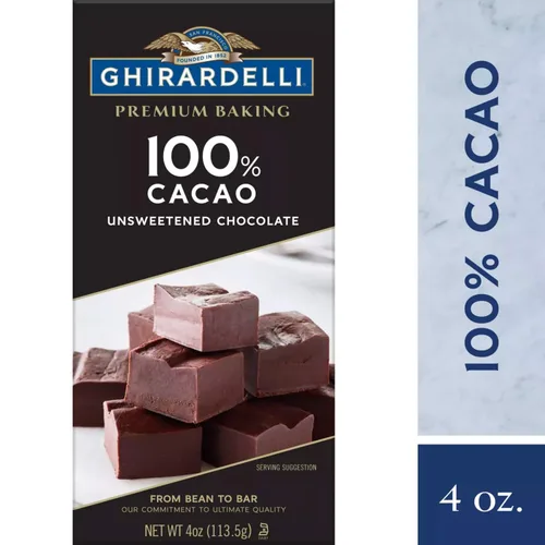 Vista 2 de Ghirardelli Barra de chocolate para hornear, 100% chocolate sin azúcar, barras de 4 onzas (paquete de 6)