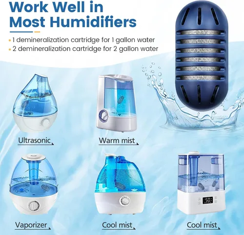 Vista 3 de isinlive Cartucho de desmineralización para humidificadores ultrasónicos HoMedics: Paquete de 12 cartuchos de desmineralización de reemplazo