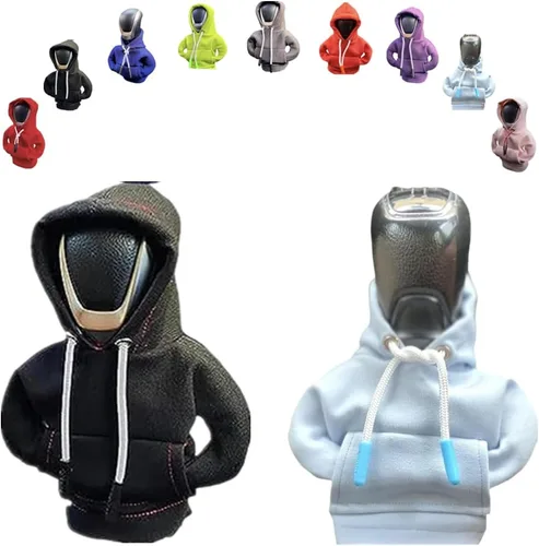 Vista 47 de Funda para palanca de cambios de automóvil, suéter divertido con pomo de palanca de cambios, sudadera con capucha para decoración y protección