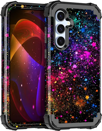 Vista 51 de Miqala Funda para Galaxy S21 FE 5G, brilla en la oscuridad, tres capas, resistente, protección a prueba de golpes, parachoques de plástico