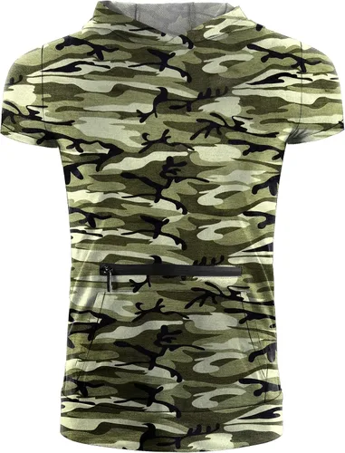 Vista 6 de iWoo Camisetas musculares de moda para hombre con capucha y bolsillo