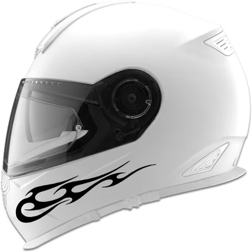 Vista 3 de Tribal Flames Design Auto Car Racing - Calcomanía para casco de motocicleta, 5 pulgadas, color blanco