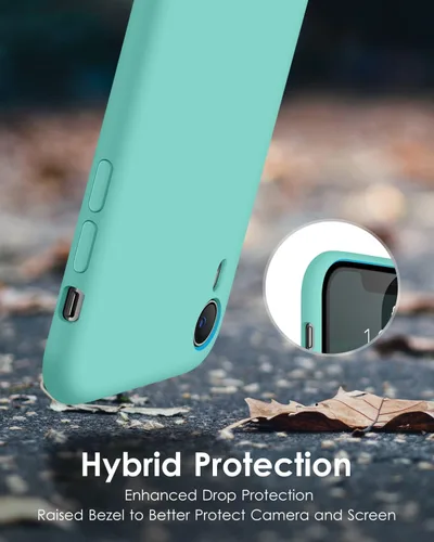 Vista 5 de DTTO Compatible con iPhone XR, silicona líquida ultra delgada, suave de primera calidad [protección contra caídas de grado militar] Funda protectora