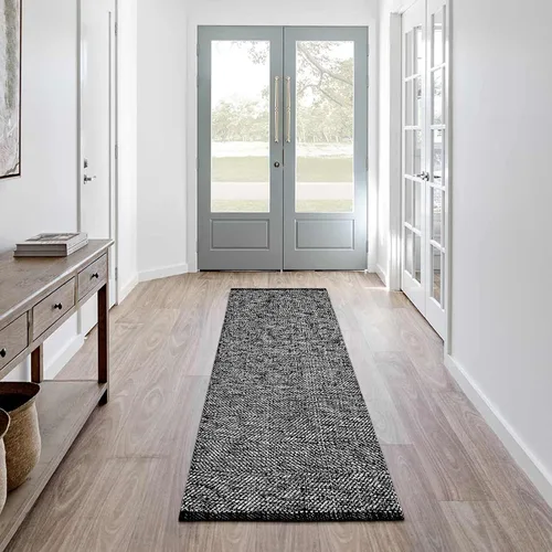 Vista 125 de LEEVAN Alfombra lavable para baño, alfombra tejida negra de 2 x 3 pies para entrada, alfombra de puerta delantera de algodón, alfombras pequeñas