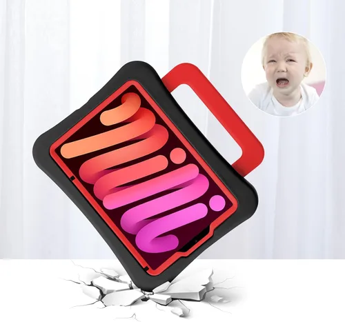 Vista 4 de Funda para Niños para iPad mini 7 (A17 Pro) 2024/iPad Mini6 2021, Peso Ligero Resistente/A Prueba de Golpes/A Prueba de Caídas con Asa/Soporte