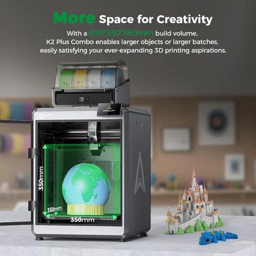 Vista 5 de Creality K2 Plus Combo 3D impresora, impresora 3D multicolor con CFS, doble cámara, velocidad de impresión de 23.622 in/s, extrusora de Combo K2 Plus