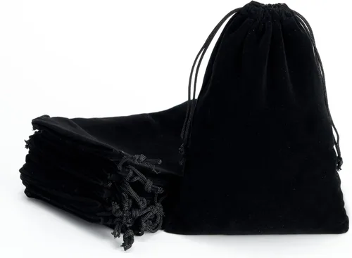 Vista 7 de Tendwarm 20 bolsas de terciopelo negro de tamaño mini de 3 x 3.9 pulgadas con cordón para joyas, bolsas de Navidad, regalos de boda