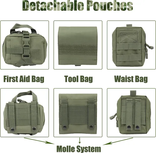Vista 3 de AIWAI Arnés táctico para perro con bolsas, arnés de chaleco para perros grandes y medianos, arnés militar ajustable sin tirones con asa, caminar