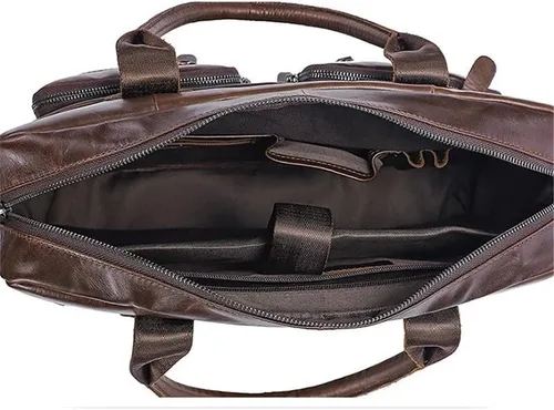 Vista 4 de Ztimi Men's Briefcase Leather Tote Bag Business Travel Laptop Bag Leather Shoulder Messenger Bag