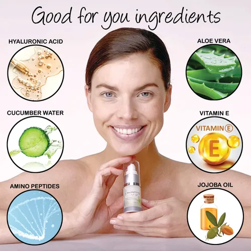 Vista 6 de Deluvia Daily Under Eye Gel - Reduce la apariencia de hinchazón, arrugas, líneas finas, bolsas, piel seca y crepé - Aloe orgánico, vitamina E, ácido