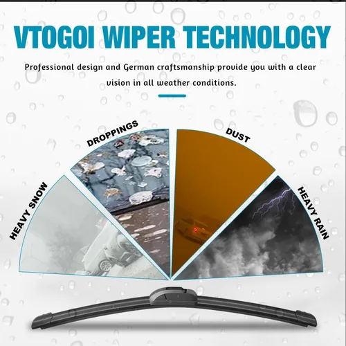 Vista 6 de VTOGOI® Juego de limpiaparabrisas de repuesto para Toyota FJ Cruiser 2007-2014, juego de limpiaparabrisas delanteros y traseros de calidad original