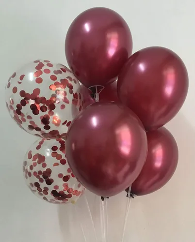 Vista 6 de Globos de color burdeos, globos de confeti rojos para bodas, despedidas de soltera, cumpleaños, fiestas, aniversarios, día de San Valentín