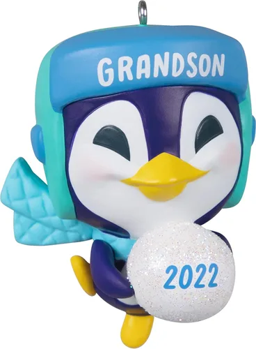 Vista 7 de Hallmark Keepsake Adorno navideño con fecha de año 2022, nieta pingüino