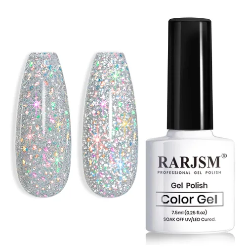 Vista 16 de RARJSM Esmalte de uñas de gel con purpurina roja reflectante holográfica, destellos de arco iris, diamantes brillantes, LED, UV, secado con lámpara