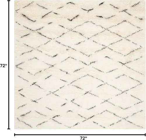 Vista 2 de SAFAVIEH Casablanca Collection - Alfombra cuadrada de 6 pies, color marfil y marrón, hecha a mano de lana marroquí boho neozelandesa, 1 pulgada