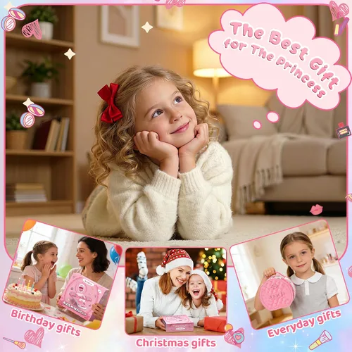 Vista 7 de PERRYHOME Kit de maquillaje para niños para niña, juego de cosméticos reales lavables de 59 piezas, juego de maquillaje para niños no tóxicos, kit