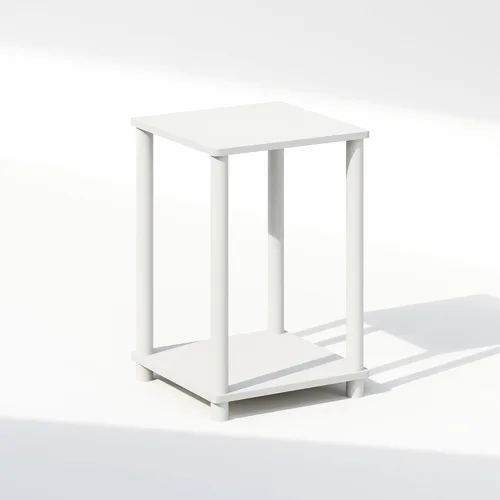 Vista 10 de Furinno Turn-N-Tube Night Stand, 2-Tier Open Shelf Design Nightstand, Toolless Square Bedside Table, End Table, Side Table, for Bedroom, Closet