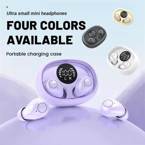 Vista 7 de Mini auriculares inalámbricos invisibles Bluetooth 5.4 en auriculares de Púrpura