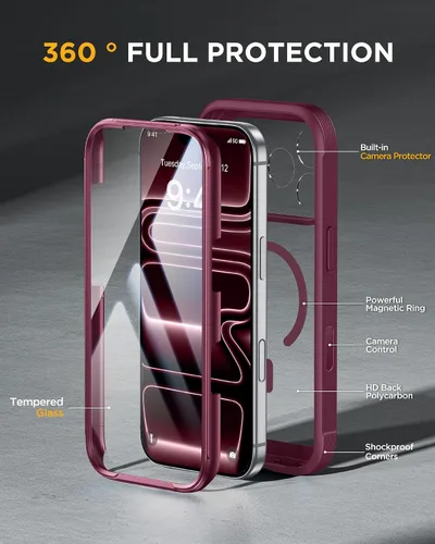 Vista 210 de Miracase Serie de vidrio para iPhone 11 de 6.1 pulgadas, funda protectora de cuerpo completo resistente mejorada con protector de pantalla de vidrio