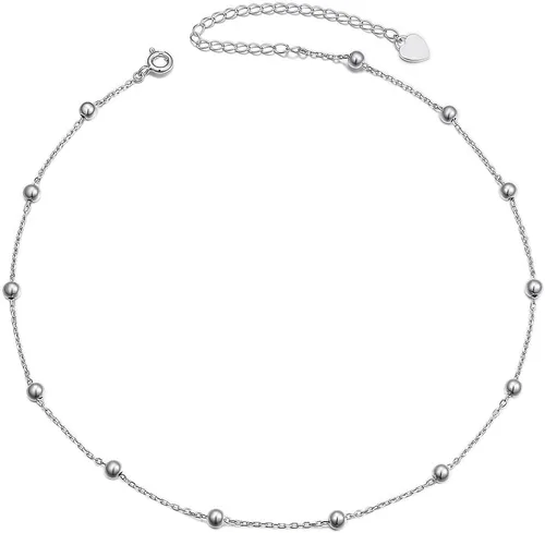 Vista 17 de Gargantilla de plata esterlina con colgante de cadena de disco para mujer, 13+3 pulgadas
