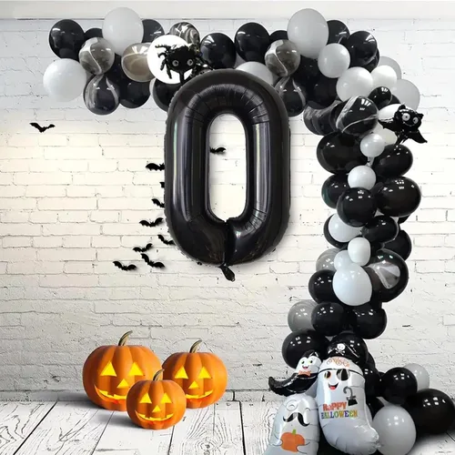 Vista 5 de Globos gigantes de números negros de 40 pulgadas, globos de aluminio de Mylar con helio para cumpleaños, globo número 0 para decoración de fiestas