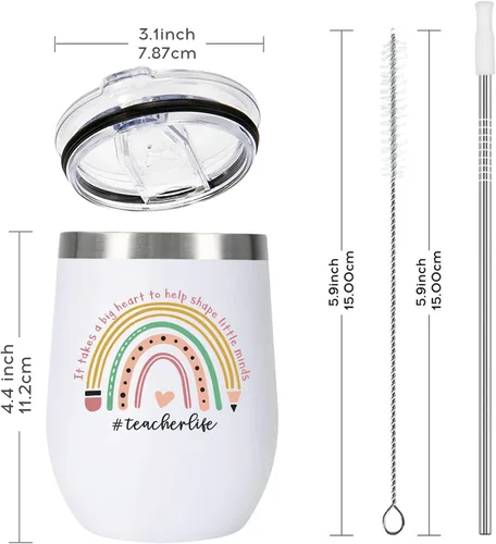 Vista 7 de Regalos de agradecimiento a maestros para mujeres y hombres, vaso aislado de 12 onzas con caja de regalo, regalo de fin de año, graduación, Navidad