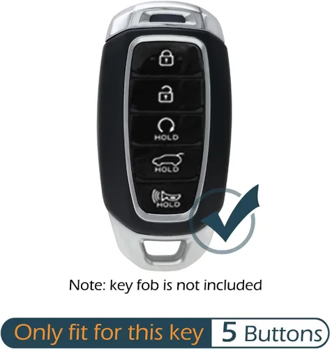 Vista 2 de 2 fundas de silicona para llavero de 5 botones, funda para control remoto, sin llave, protector de goma compatible con Hyundai Palisade