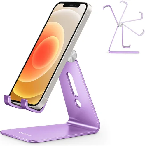 Vista 18 de OMOTON C2 Soporte de aluminio ajustable para teléfono celular con corte de carga, negro