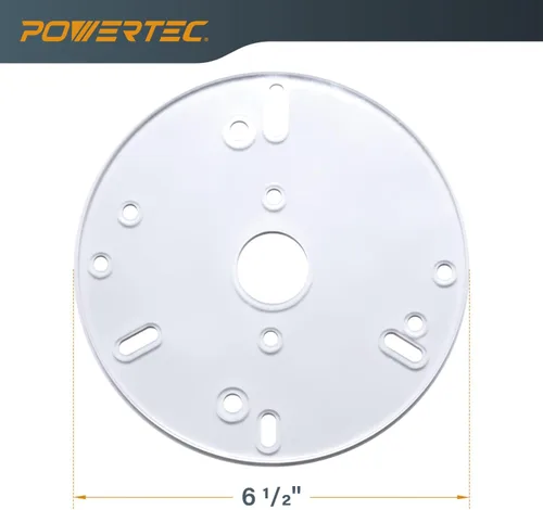 Vista 2 de POWERTEC Placa base universal de 6-1/2 pulgadas con pasador de centrado y cono. agujeros preperforados con tornillos para cable Porter, Bosch