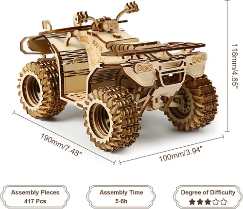 Vista 2 de Rompecabezas de madera 3D para adultos, rompecabezas mecánico de coche de playa, kit de construcción de modelo de vehículo de bricolaje, juguete