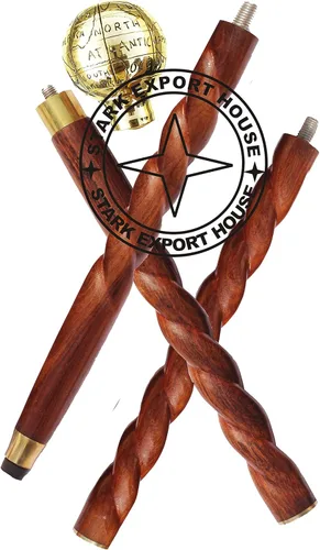 Vista 2 de Bastón de madera de latón con mango de globo de latón, regalo para hombres y mujeres, 37 pulgadas