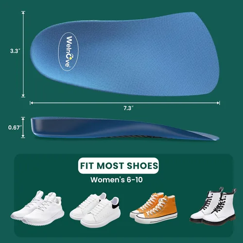 Vista 6 de Plantillas para fascitis plantar para talón – Welnove Arch Support Antideslizante Cojines para aliviar el dolor de talón de pies, taloneras